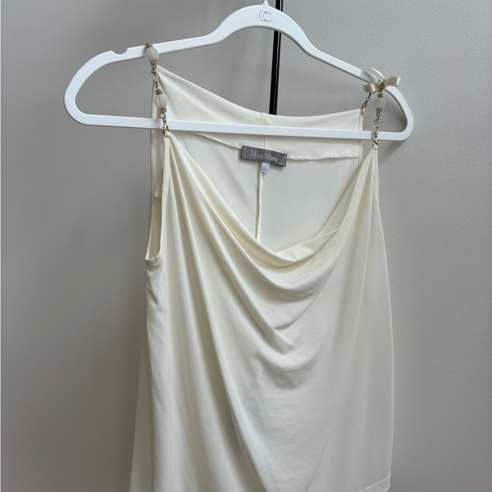 Max Mara off white camisole with jewelry straps